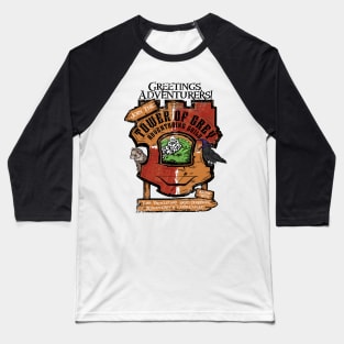 Greetings Adventurers - Tower of Grey Baseball T-Shirt